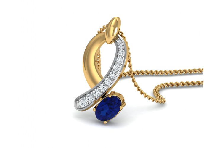 Rami Blue Sapphire & Diamond pendant in Gold